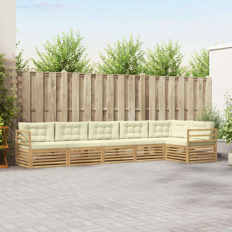 Conjunto de sofás de exterior 6 pcs Blanco y Crema