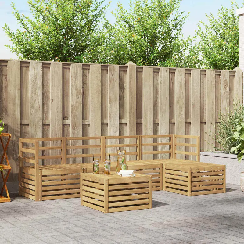 Conjunto de sofás de exterior 6 pcs Blanco