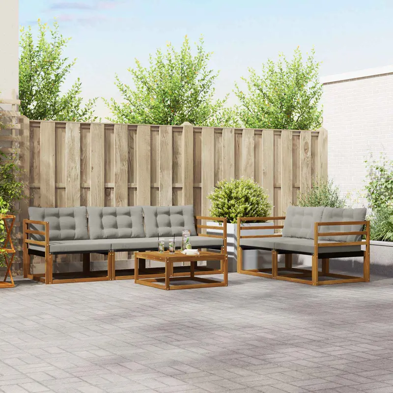 Conjunto de sofás de exterior 6 pcs Gris Natural y Claro
