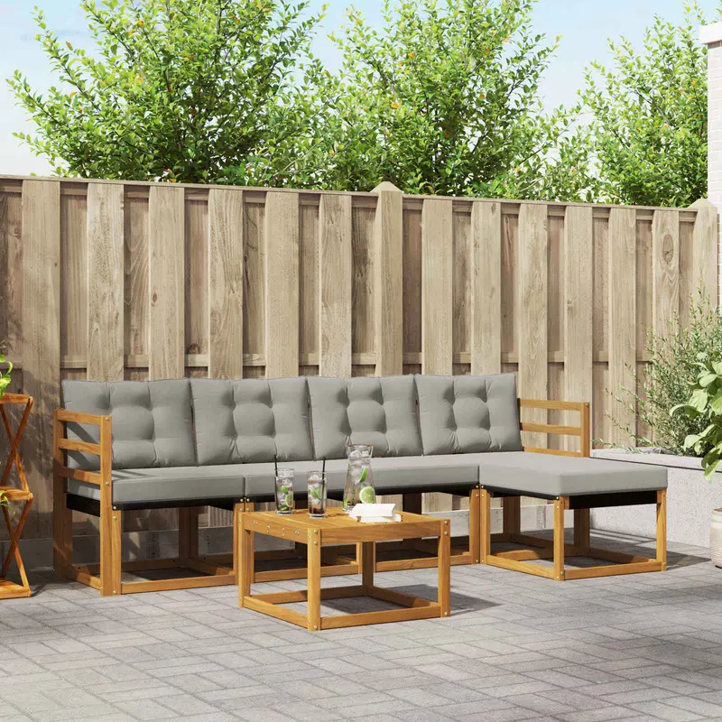 Conjunto de sofás de exterior 6 pcs Gris Natural y Claro