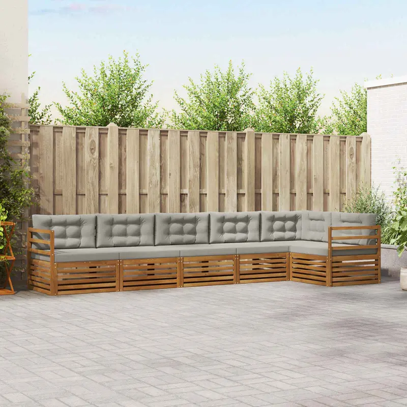 Conjunto de sofás de exterior 6 pcs Gris Natural y Claro