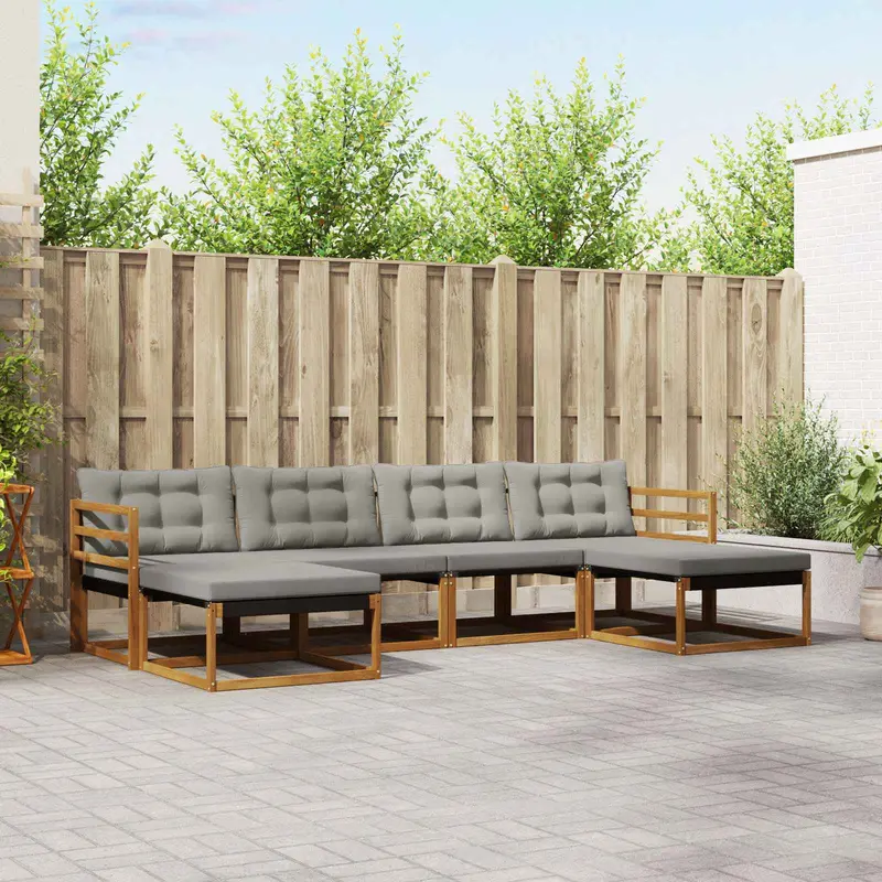 Conjunto de sofás de exterior 6 pcs Gris Natural y Claro