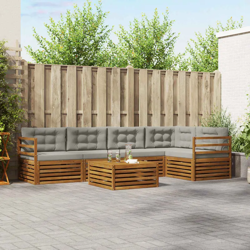 Conjunto de sofás de exterior 6 pcs Gris Natural y Claro