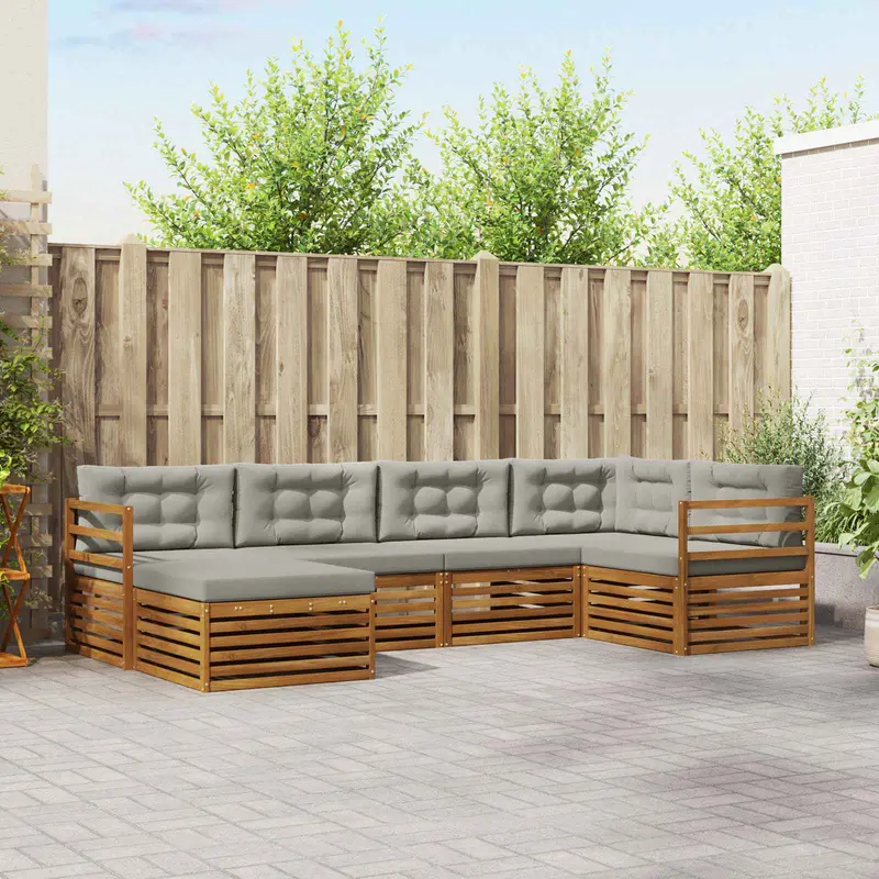 Conjunto de sofás de exterior 6 pcs Gris Natural y Claro