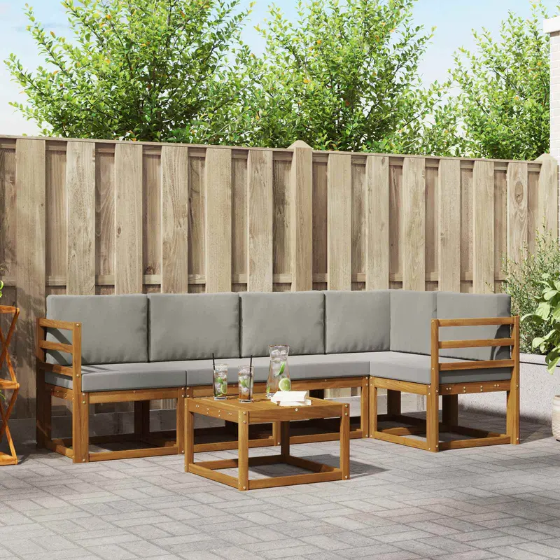 Conjunto de sofás de exterior 6 pcs Gris Natural y Claro