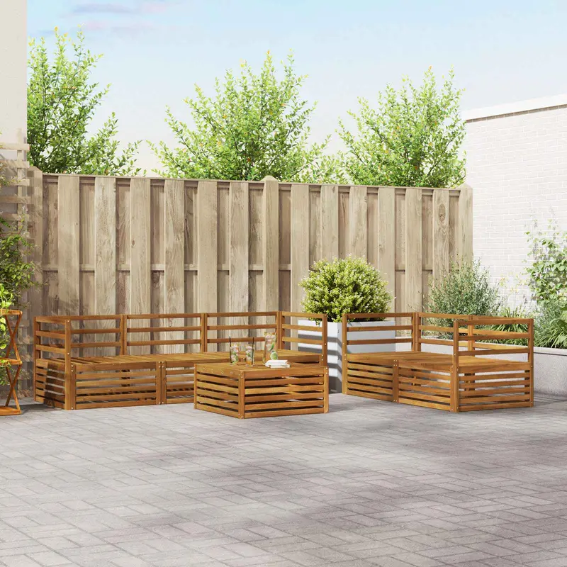 Conjunto de sofás de exterior 6 pcs Natural