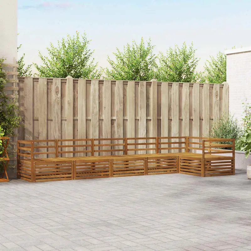 Conjunto de sofás de exterior 6 pcs Natural