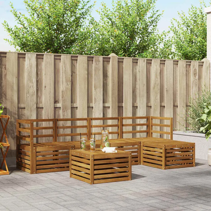 Conjunto de sofás de exterior 6 pcs Natural
