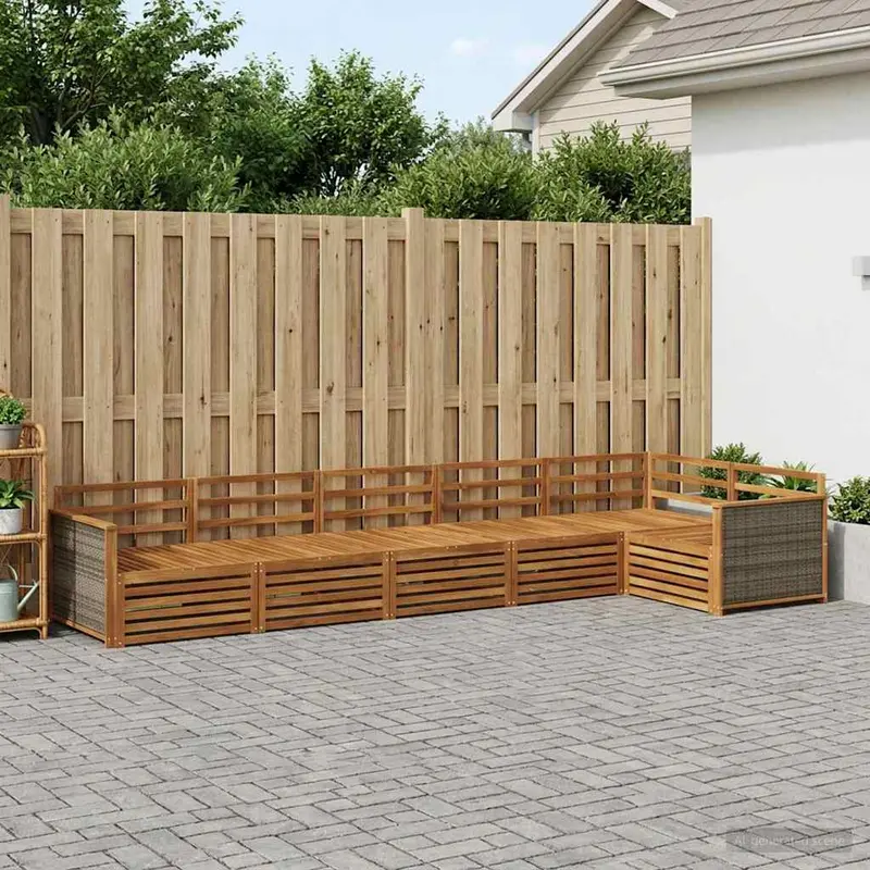 Conjunto de sofás de exterior 6 pcs Natural