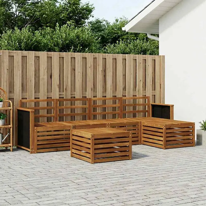Conjunto de sofás de exterior 6 pcs Natural