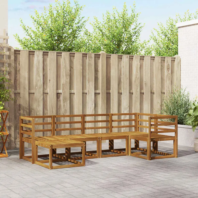 Conjunto de sofás de exterior 6 pcs Natural
