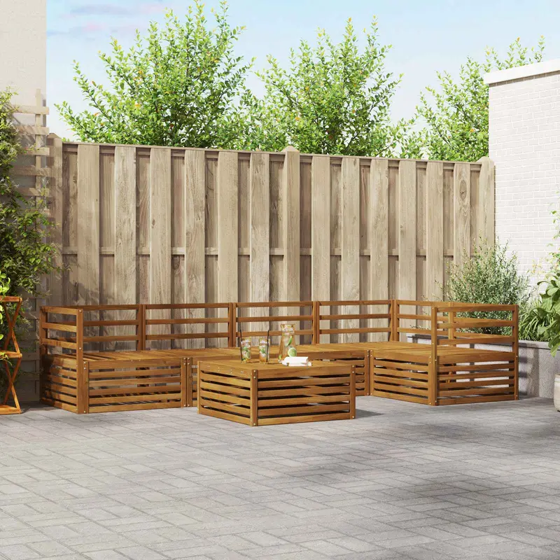 Conjunto de sofás de exterior 6 pcs Natural