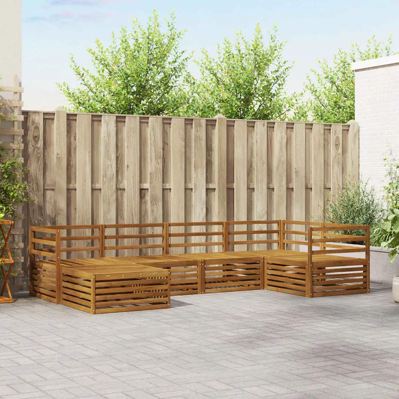 Conjunto de sofás de exterior 6 pcs Natural