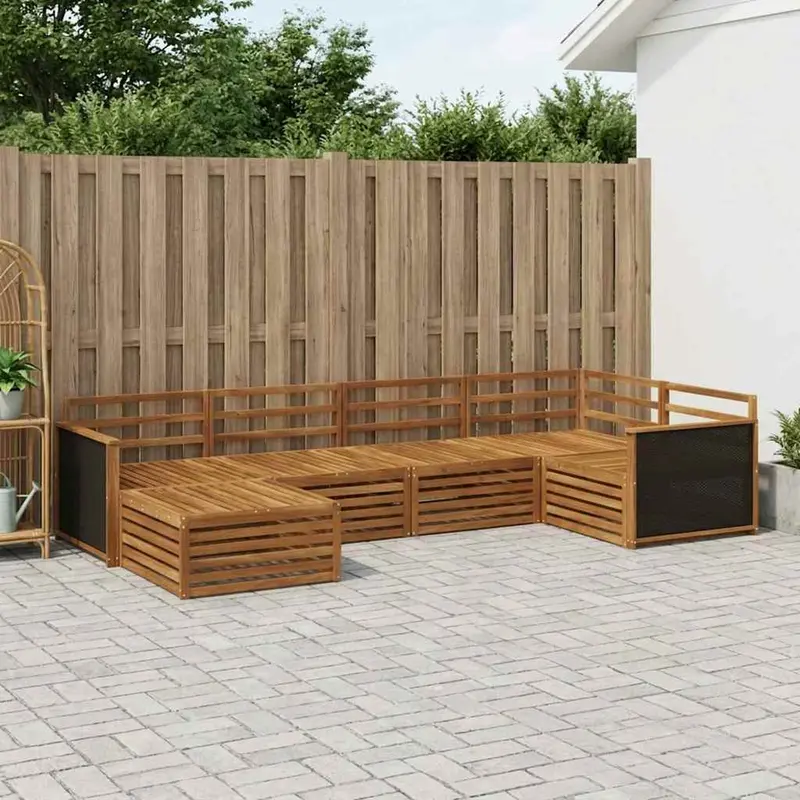 Conjunto de sofás de exterior 6 pcs Natural