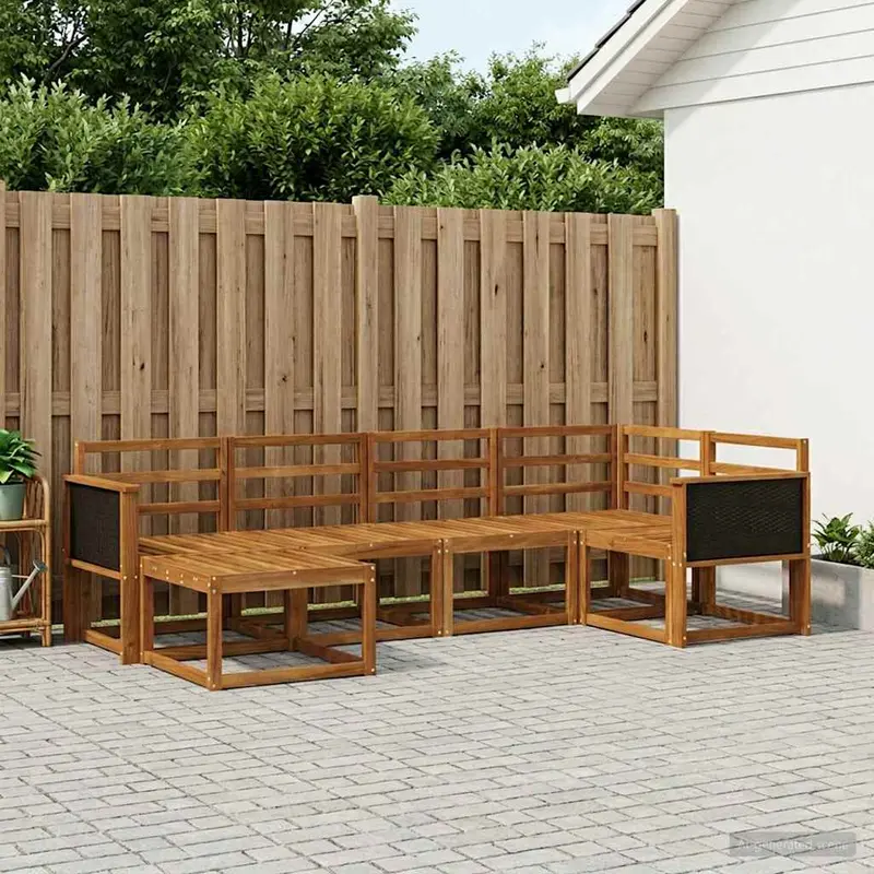Conjunto de sofás de exterior 6 pcs Natural