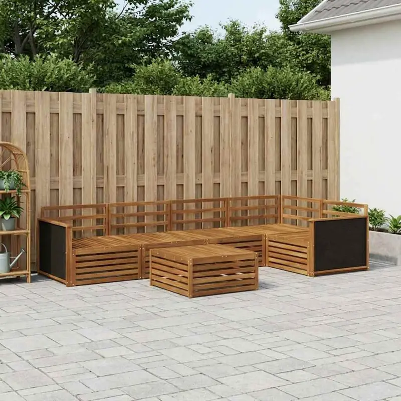Conjunto de sofás de exterior 6 pcs Natural 79 x 79 x 37 cm