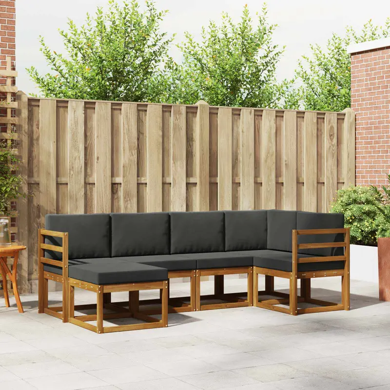 Conjunto de sofás de exterior 6 pcs Natural y Antracita