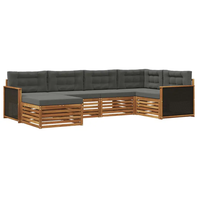 Conjunto de sofás de exterior 6 pcs Natural y Antracita