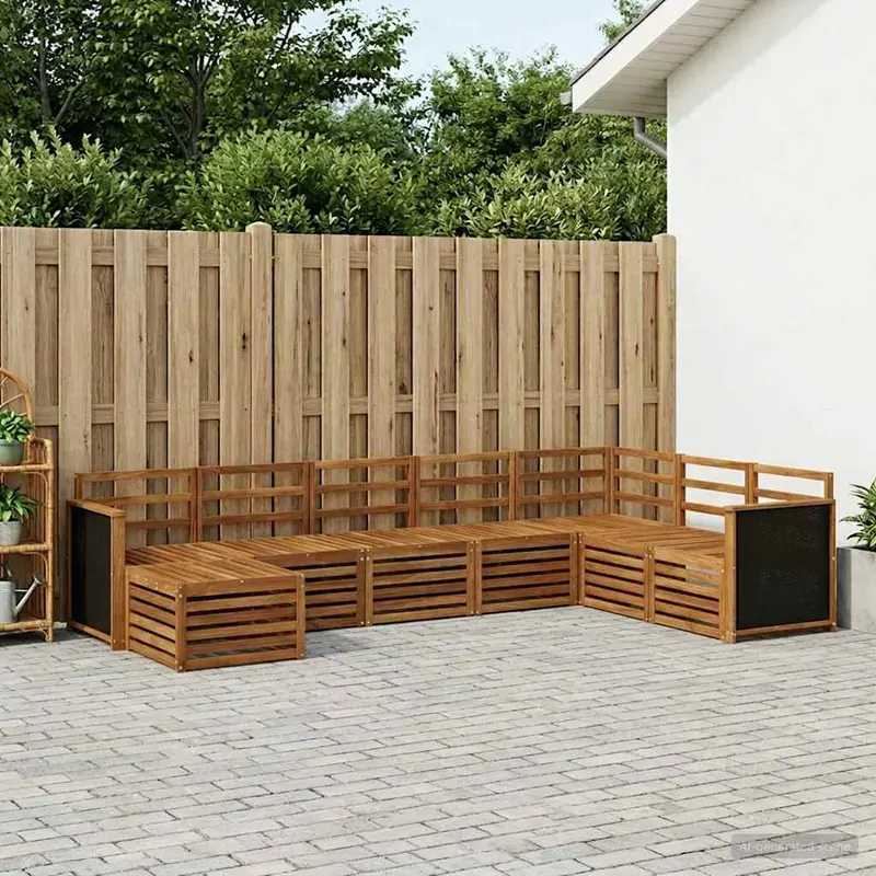 Conjunto de sofás de exterior 6 pcs Natural