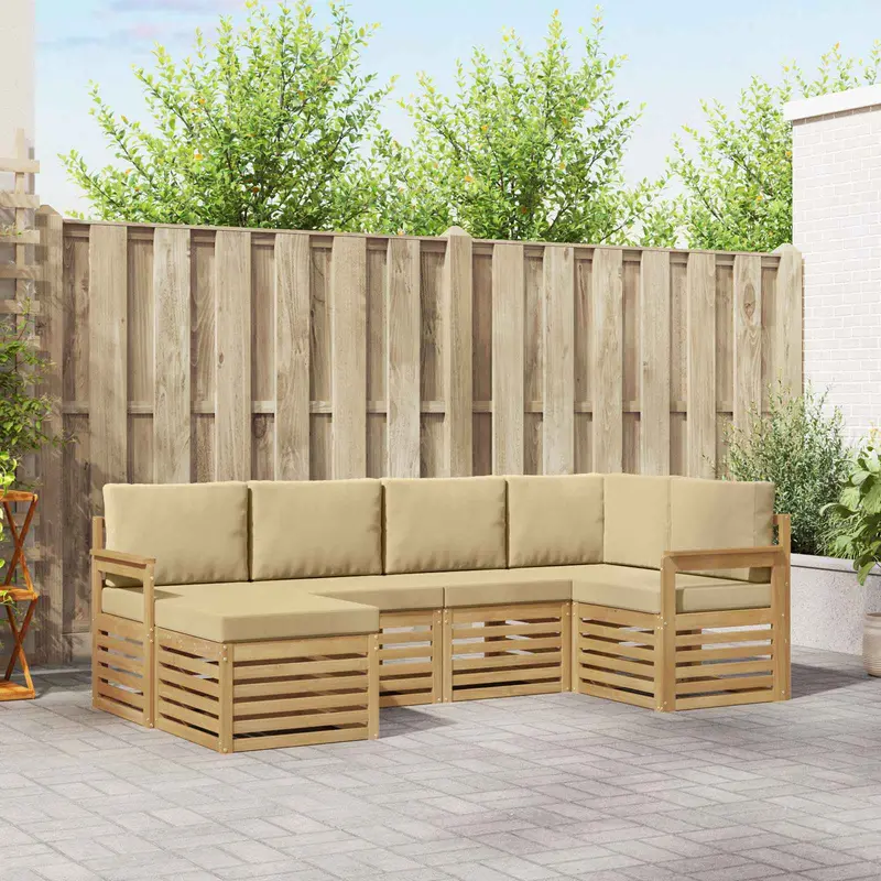 Conjunto de sofás de exterior 6 pcs y Beige 247 x 128,5 x 73 cm