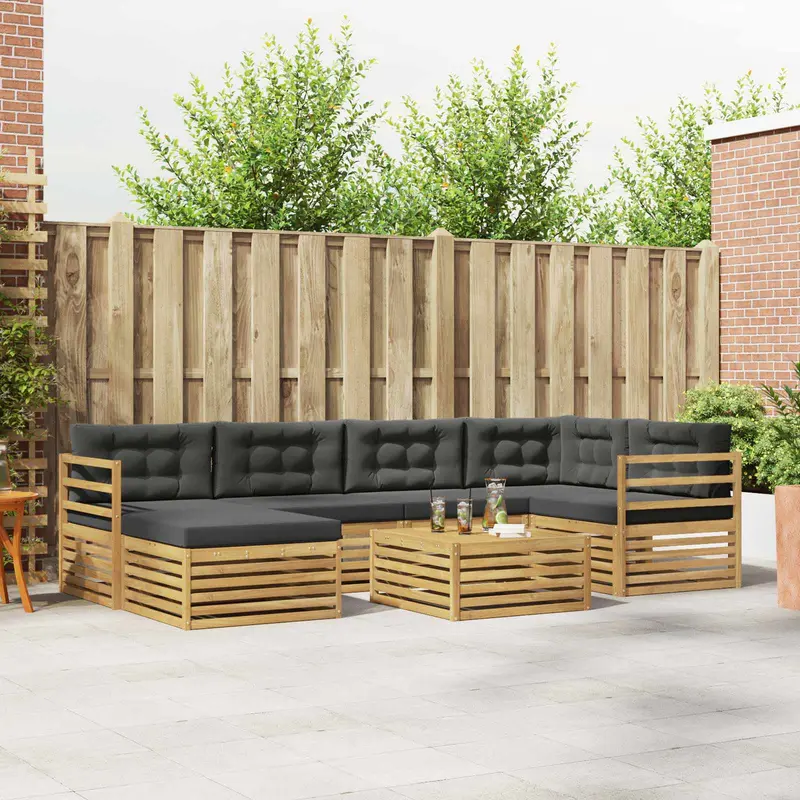 Conjunto de sofás de exterior 7 pcs Blanco y Antracita