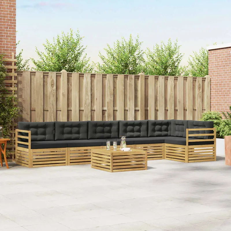Conjunto de sofás de exterior 7 pcs Blanco y Antracita