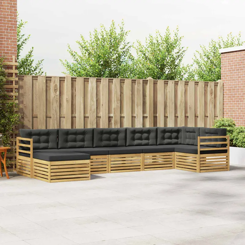 Conjunto de sofás de exterior 7 pcs Blanco y Antracita
