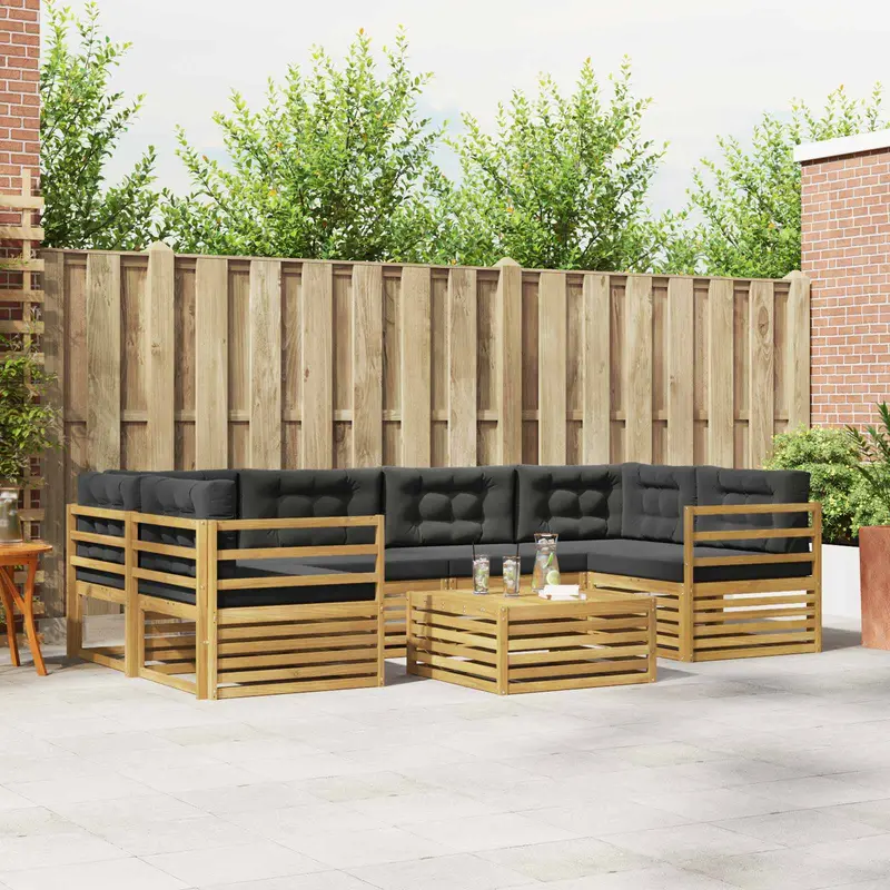 Conjunto de sofás de exterior 7 pcs Blanco y Antracita