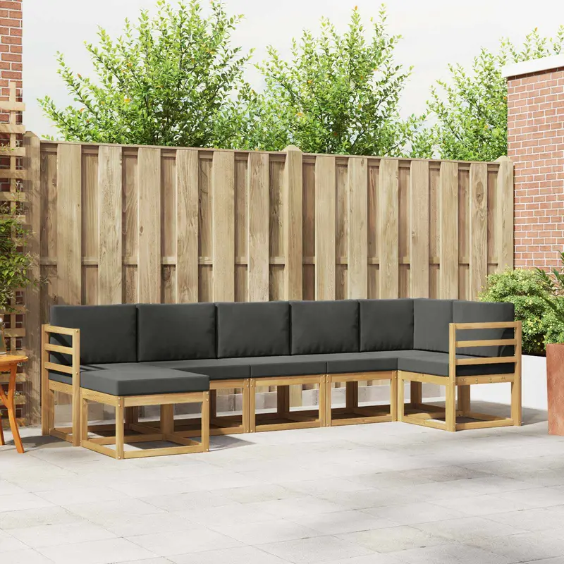 Conjunto de sofás de exterior 7 pcs Blanco y Antracita