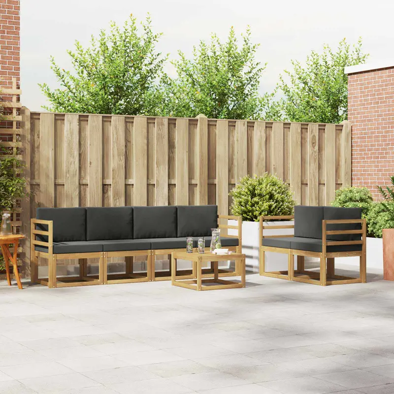 Conjunto de sofás de exterior 7 pcs Blanco y Antracita