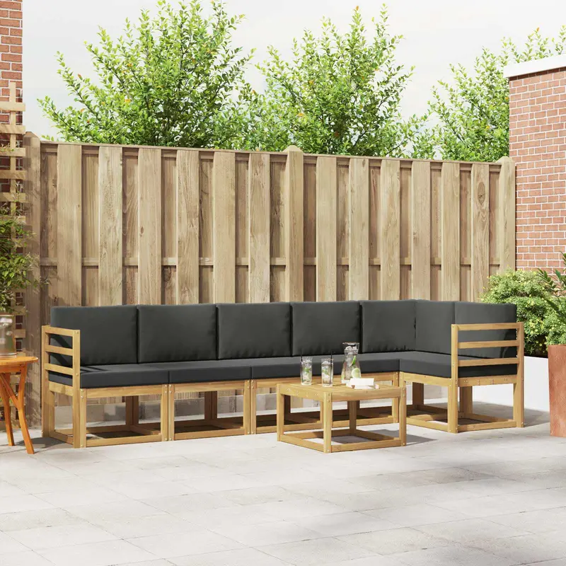 Conjunto de sofás de exterior 7 pcs Blanco y Antracita