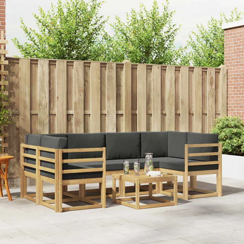 Conjunto de sofás de exterior 7 pcs Blanco y Antracita
