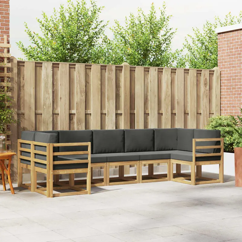Conjunto de sofás de exterior 7 pcs Blanco y Antracita