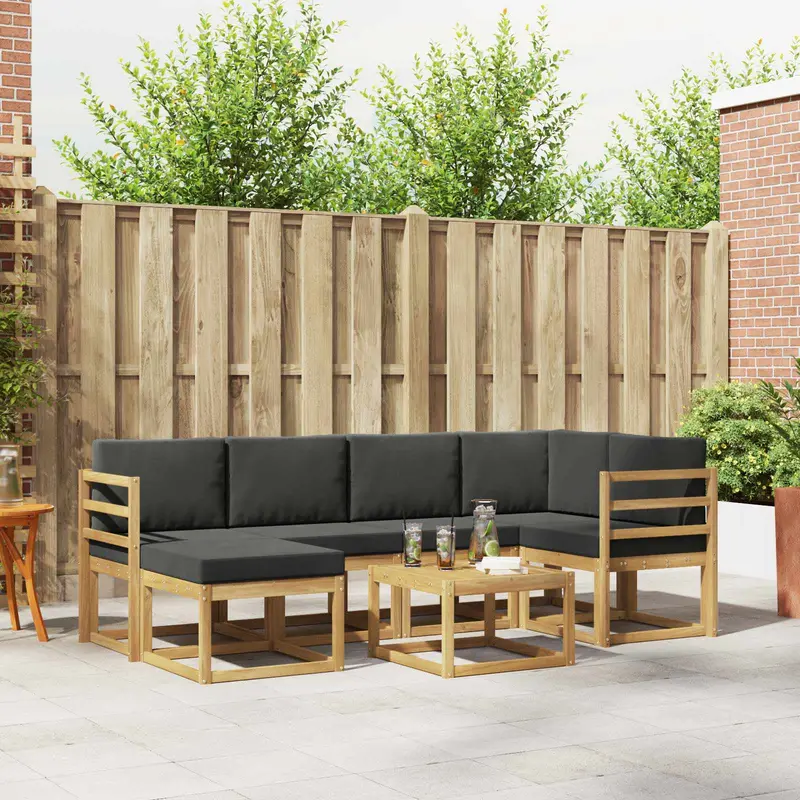 Conjunto de sofás de exterior 7 pcs Blanco y Antracita