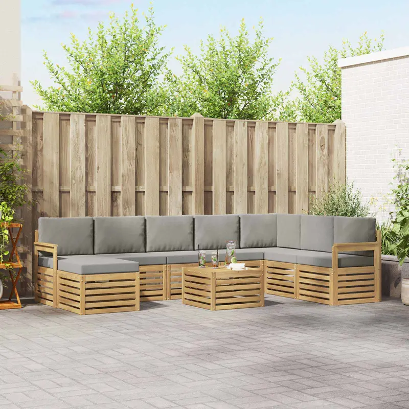 Conjunto de sofás de exterior 7 pcs Blanco y Gris Claro