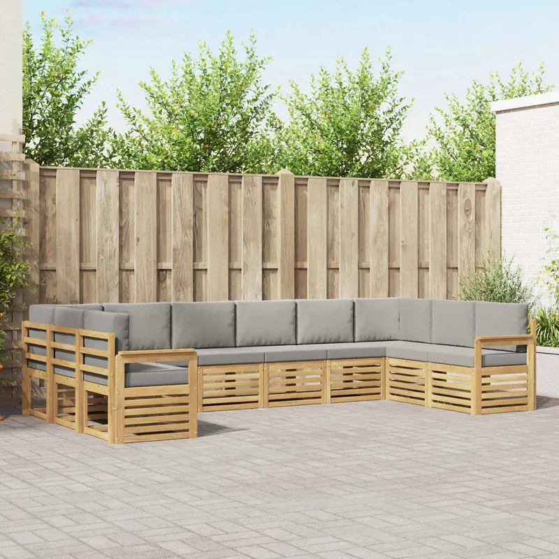 Conjunto de sofás de exterior 7 pcs Blanco y Gris Claro