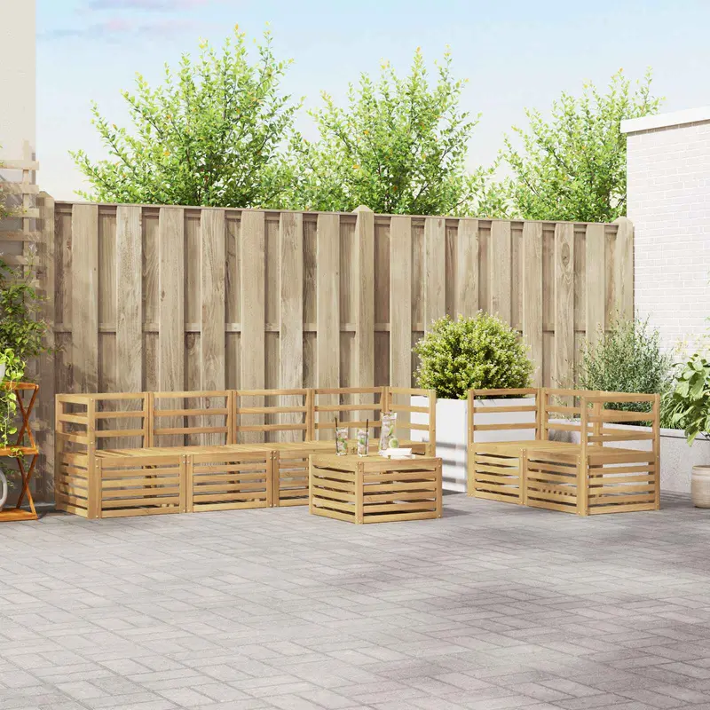Conjunto de sofás de exterior 7 pcs Blanco