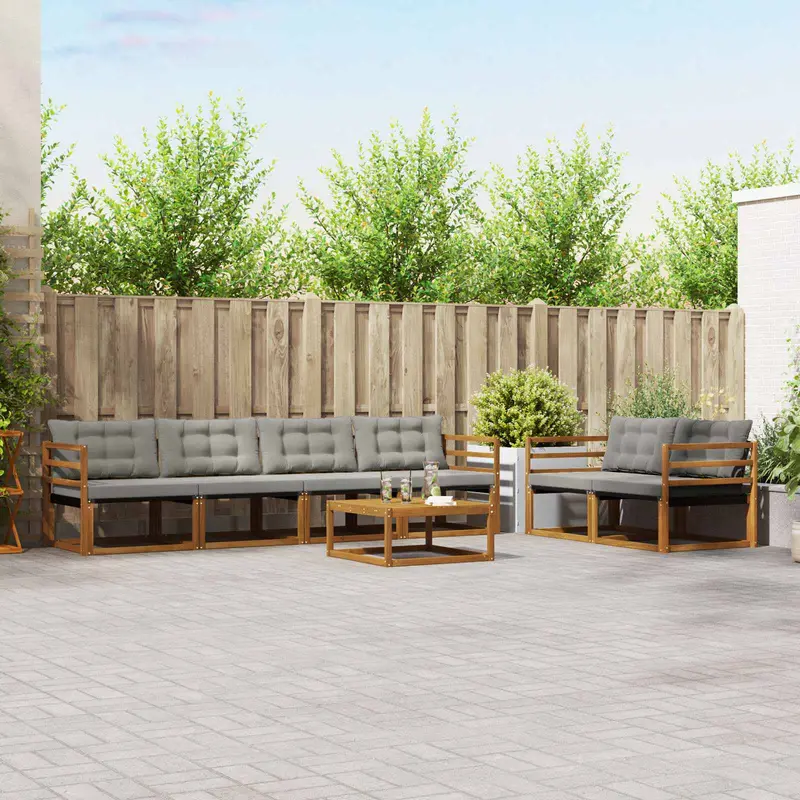 Conjunto de sofás de exterior 7 pcs Gris Natural y Claro