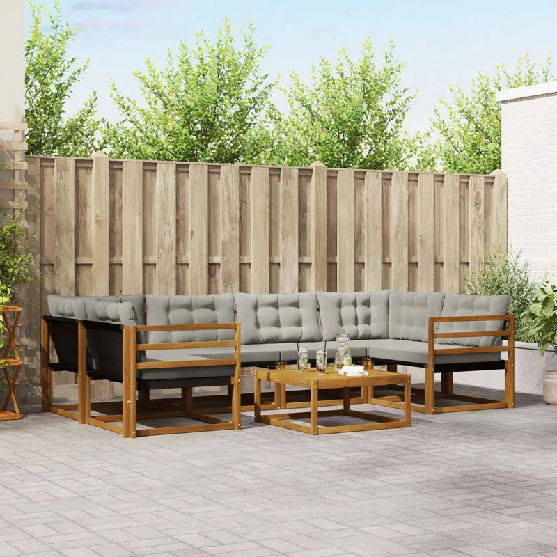 Conjunto de sofás de exterior 7 pcs Gris Natural y Claro