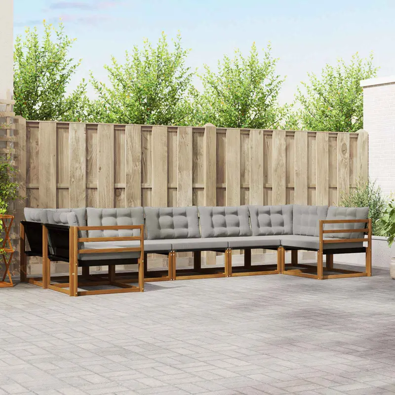 Conjunto de sofás de exterior 7 pcs Gris Natural y Claro