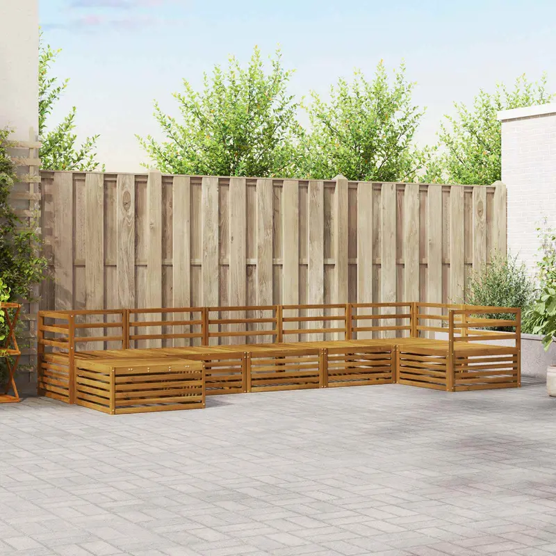 Conjunto de sofás de exterior 7 pcs Natural