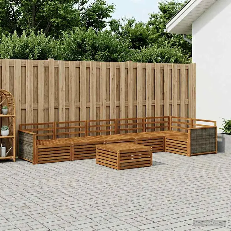 Conjunto de sofás de exterior 7 pcs Natural