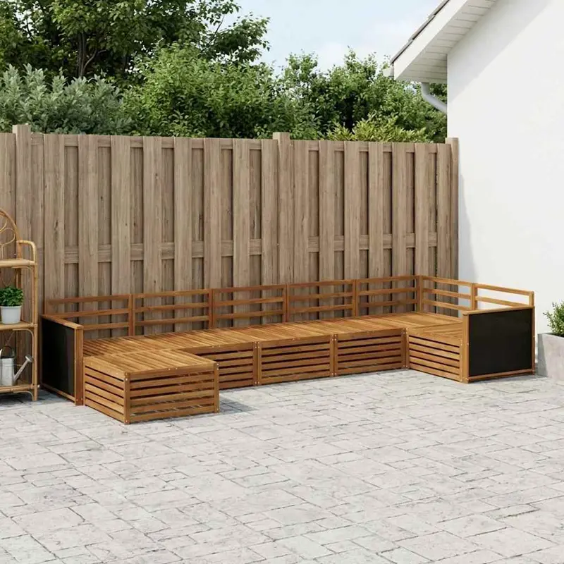 Conjunto de sofás de exterior 7 pcs Natural