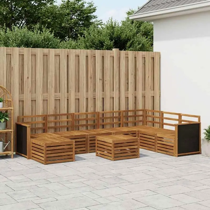 Conjunto de sofás de exterior 7 pcs Natural
