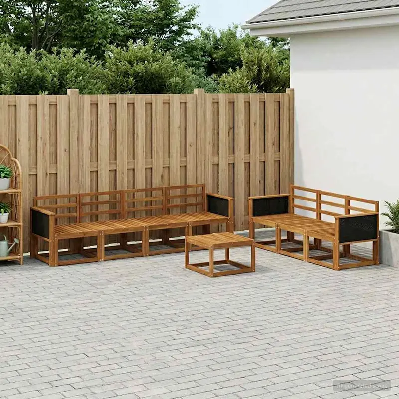 Conjunto de sofás de exterior 7 pcs Natural