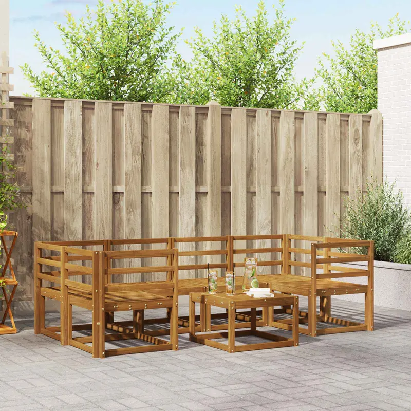 Conjunto de sofás de exterior 7 pcs Natural