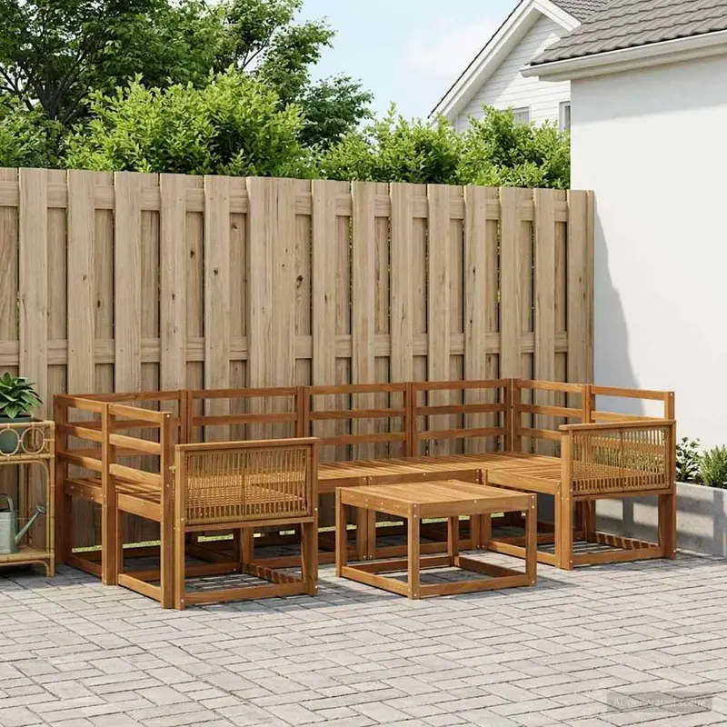 Conjunto de sofás de exterior 7 pcs Natural