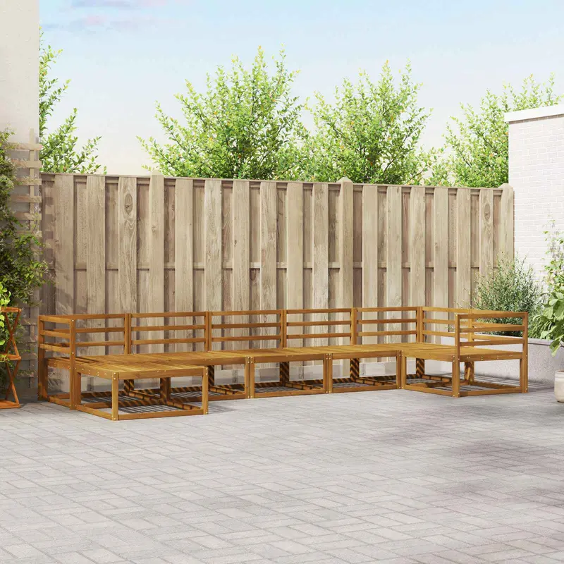 Conjunto de sofás de exterior 7 pcs Natural