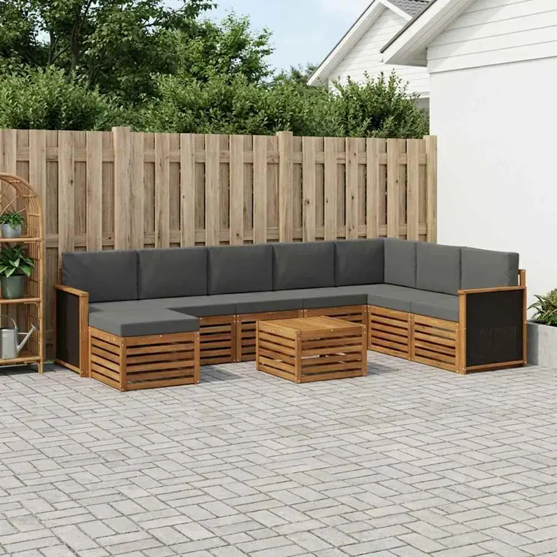 Conjunto de sofás de exterior 7 pcs Natural y Antracita