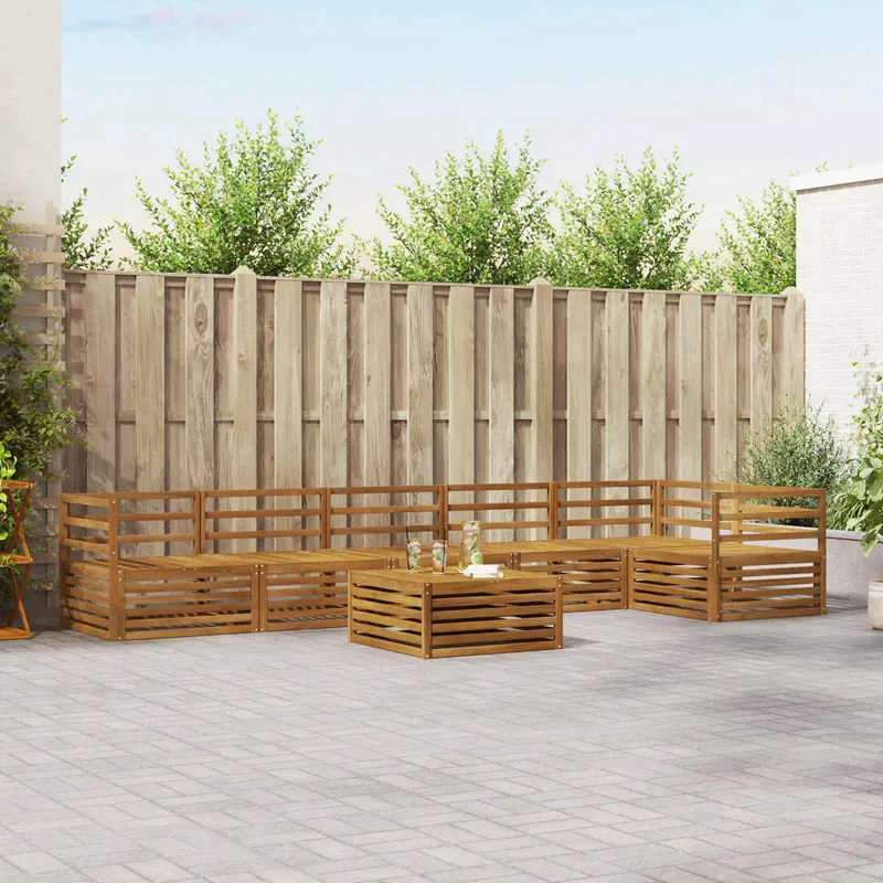 Conjunto de sofás de exterior 7 pcs Natural
